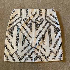 Express white sequins skirt